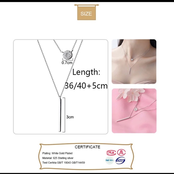 New 925 Sterling Silver Double Layer Necklace - Picture 6 of 7